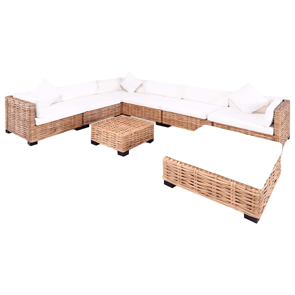 Sofagarnitur 14-Tlg. Natürliches Rattan