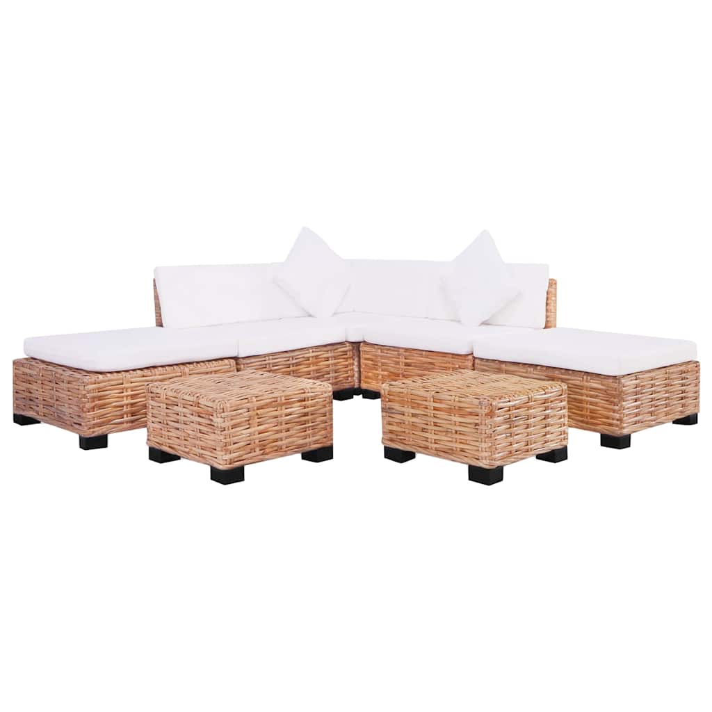 Sofagarnitur 14-Tlg. Natürliches Rattan