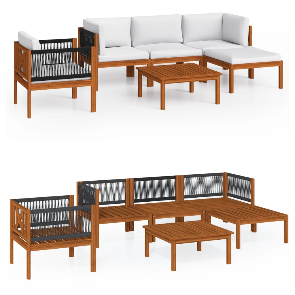 6-Piece Outdoor Lounge Set | Cushions & Solid Acacia Wood