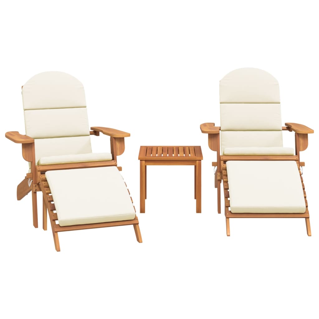 3-Piece Outdoor Lounge Set | Adirondack Design in Solid Acacia Wood