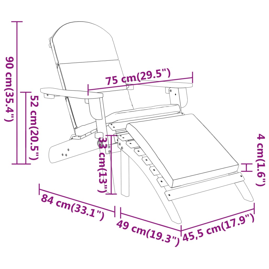 3-Piece Outdoor Lounge Set | Adirondack Design in Solid Acacia Wood