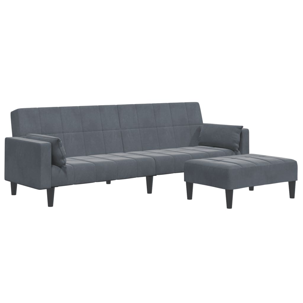 Sofa Bed | With Footstool and Velvet Upholstery