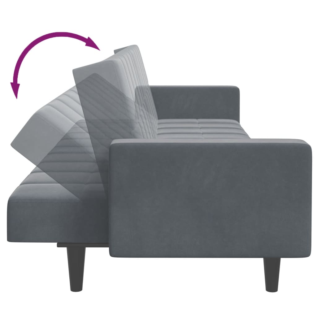 Sofa Bed | With Footstool and Velvet Upholstery