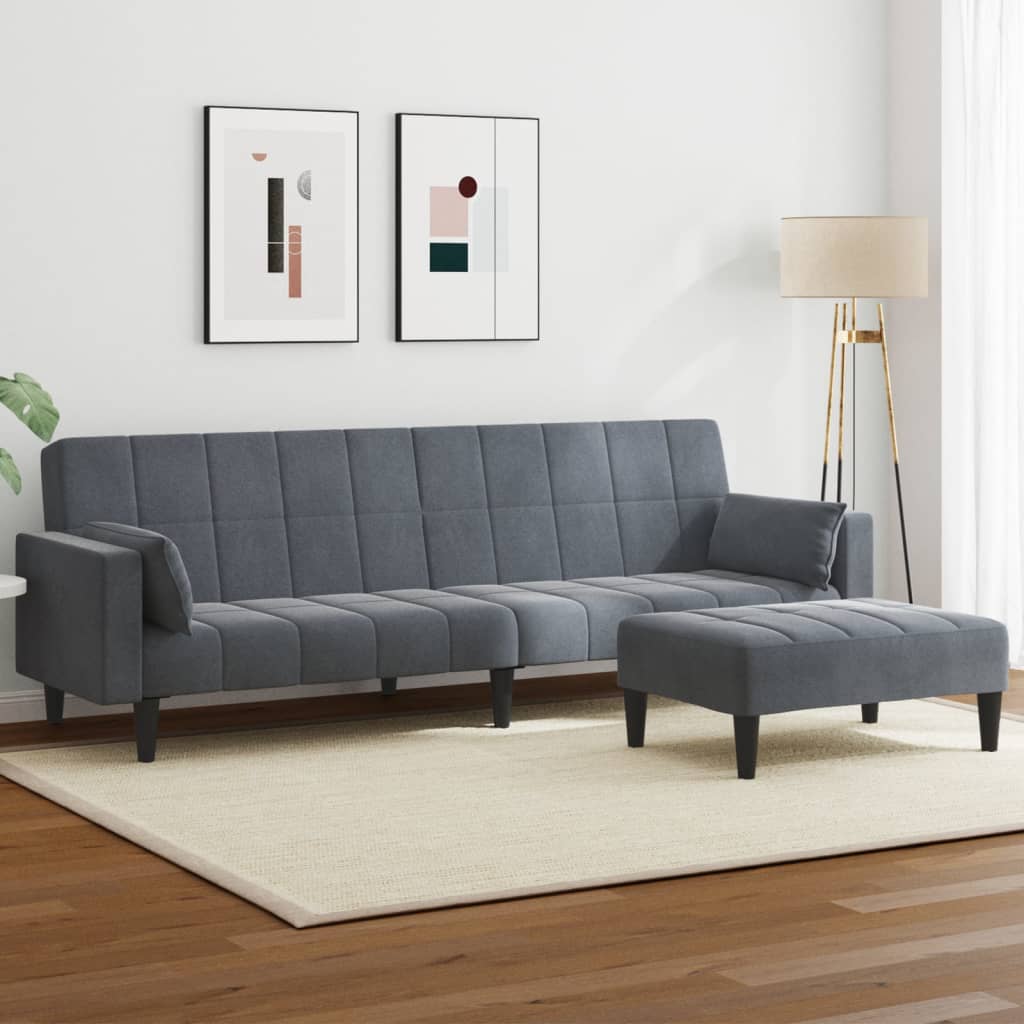 Schlafsofa 2-Sitzer Mit Fußhocker Samt