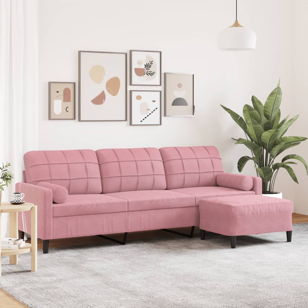 3-Sitzer-Sofa Mit Hocker Samt
