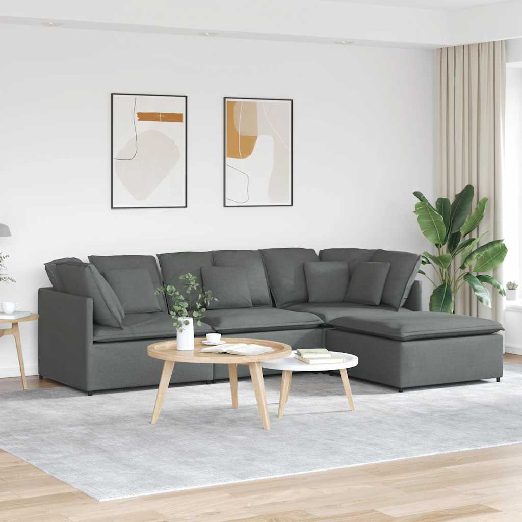 Modulares Sofa Mit Fußhocker Kissen Stoff