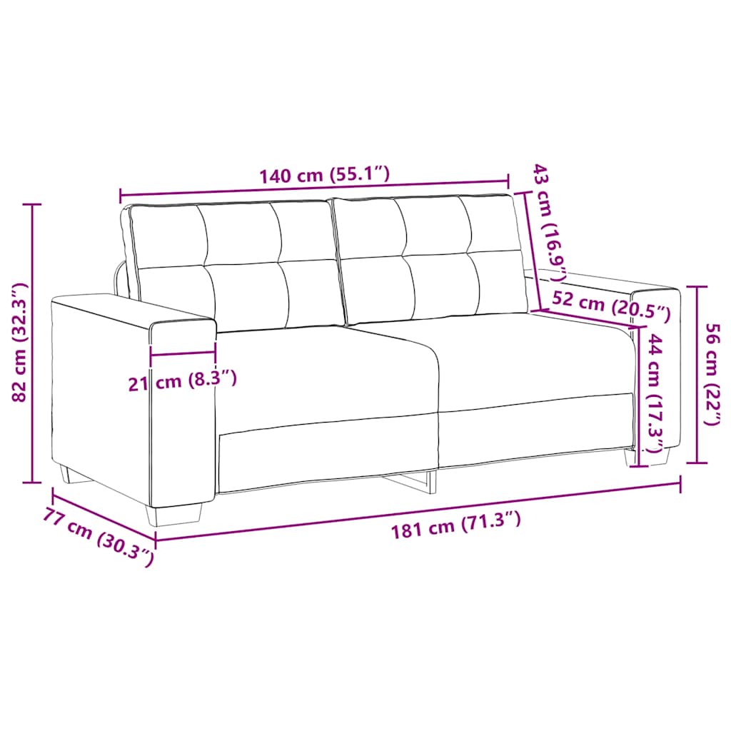 2-Seater Sofa | Soft Velvet & Modern Design