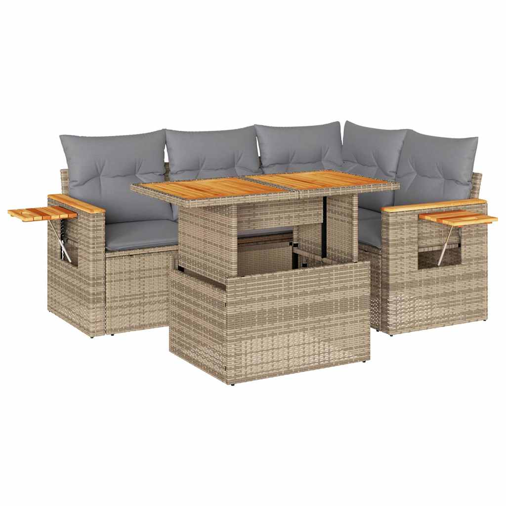 5-Piece Outdoor Sofa Set | Comfortable Cushions & Durable Poly Rattan
