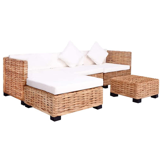 Sofagarnitur 14-Tlg. Natürliches Rattan