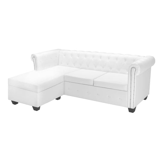 Chesterfield-Sofa In L-Form Kunstleder
