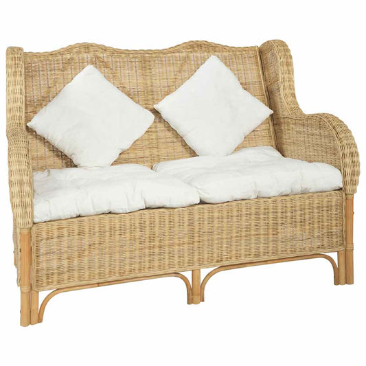 -Sofa Natürliches Rattan Und Leinen