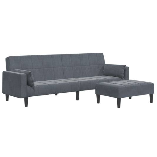 Sofa Bed | With Footstool and Velvet Upholstery
