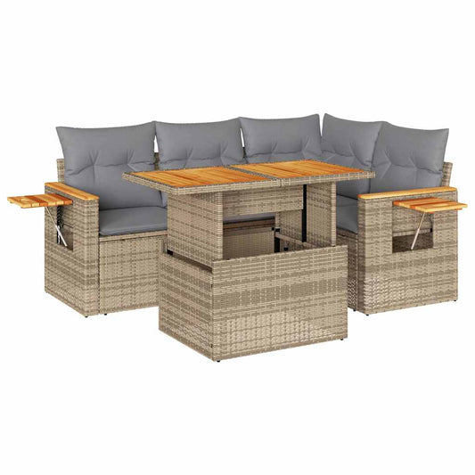 5-Piece Outdoor Sofa Set | Comfortable Cushions & Durable Poly Rattan